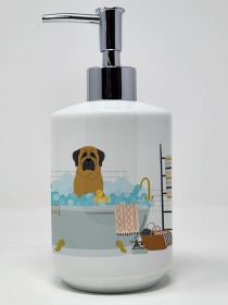 Mastiff in Bathtub Ceramic Soap Dispenser Hand Soap Dispenser Pump Bottles for Bathroom Kitchen, Empty Refillable Liquid Soap Container