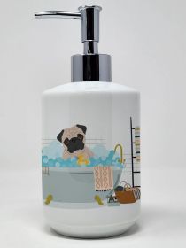 Fawn Pug Ceramic Soap Dispenser Hand Soap Dispenser Pump Bottles for Bathroom Kitchen, Empty Refillable Liquid Soap Container