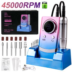 Electric Nail Drill Professional - 45000RPM Rechargeable Nail File With Bits & Base For Acrylic Gel Nails, Professional Nail Drill Manicure Pedic (Option: Color)