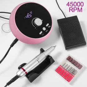 45000RPM Professional Electric Nail Drill Manicure Machine Low Noise Nails Sander Set Portable Nail Drill Tools, Used For Sanding And Polishing, (Color: Pink)