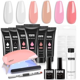 Poly Gel Nail Kit, Poly Nail Gel Kit With UV Lamp For Beginners With Everything, Gel Extension Nail Kit With Slip Solution (Option: W13549586)