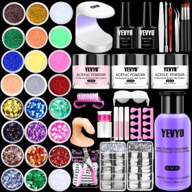Acrylic Nail Kit With Everything For Beginners, Professional Nail Starter Kit , 24 Color Glitter Acrylic Powder And Liquid Monomer Set, Nail Glit (Option: W13549635)