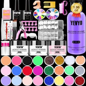 Acrylic Nail Kit, 24 Color Glitter Acrylic Powder Monomer Liquid Set, Nail Kit Set Professional With Everything Acrylic Brushes And 200 Pcs Nail (Option: W13549629)