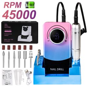 Electric 45000RPM Nail Drill Machine Rechargeable Portable Nail File Electric DIY Nail Drill Kit With Smart LCD Screen For Gel Nail Manicure And (Color: Color)