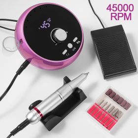 45000RPM Professional Electric Nail Drill Manicure Machine Low Noise Nails Sander Set Portable Nail Drill Tools, Used For Sanding And Polishing, (Color: Purple)