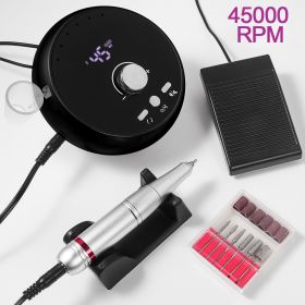 45000RPM Professional Electric Nail Drill Manicure Machine Low Noise Nails Sander Set Portable Nail Drill Tools, Used For Sanding And Polishing, (Color: Black)