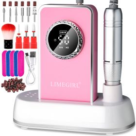 50000RPM Professional Electric Nail File Kit - Rechargeable Cordless Nail Drill For Acrylics Gel Nails, Portable E File Machine With 6 Bits For H (Option: 838-Pink)