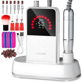 50000RPM Professional Electric Nail File Kit - Rechargeable Cordless Nail Drill For Acrylics Gel Nails, Portable E File Machine With 6 Bits For H (Option: 848-White)