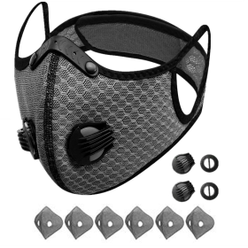 Sport Cycling Face Mask With Active Carbon Filter Breathing Valves Washable (Option: 1Pack)