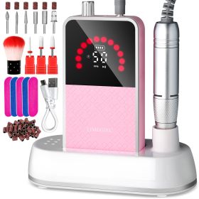 50000RPM Professional Electric Nail File Kit - Rechargeable Cordless Nail Drill For Acrylics Gel Nails, Portable E File Machine With 6 Bits For H (Option: 848-Pink)